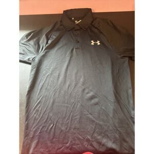 Under Armour Polo Shirt Mens Medium Black HeatGear Loose Fit Golf Athletic